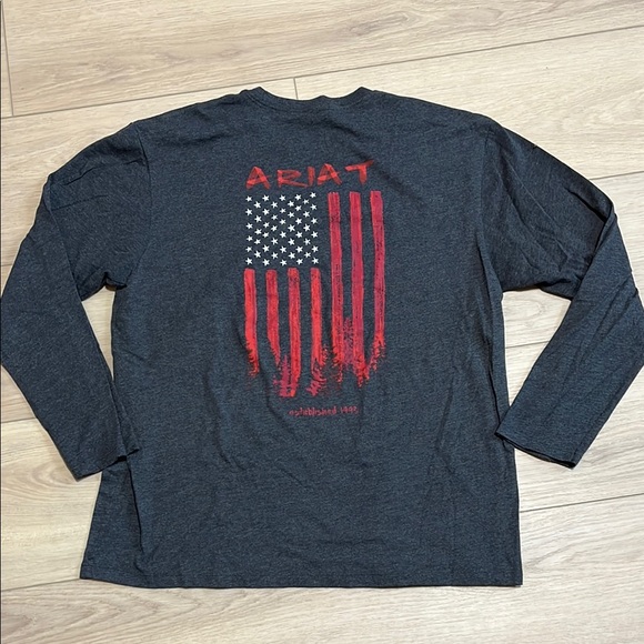 Ariat Other - Ariat American Flag Gray Long Sleeve Shirt Mens Size XL